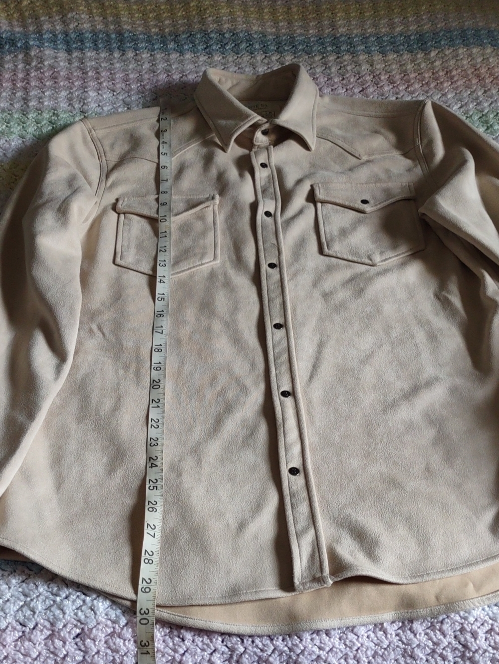 Rye 51 Size Large Faux Suede Cream Western Shirt - Picture 4 of 14